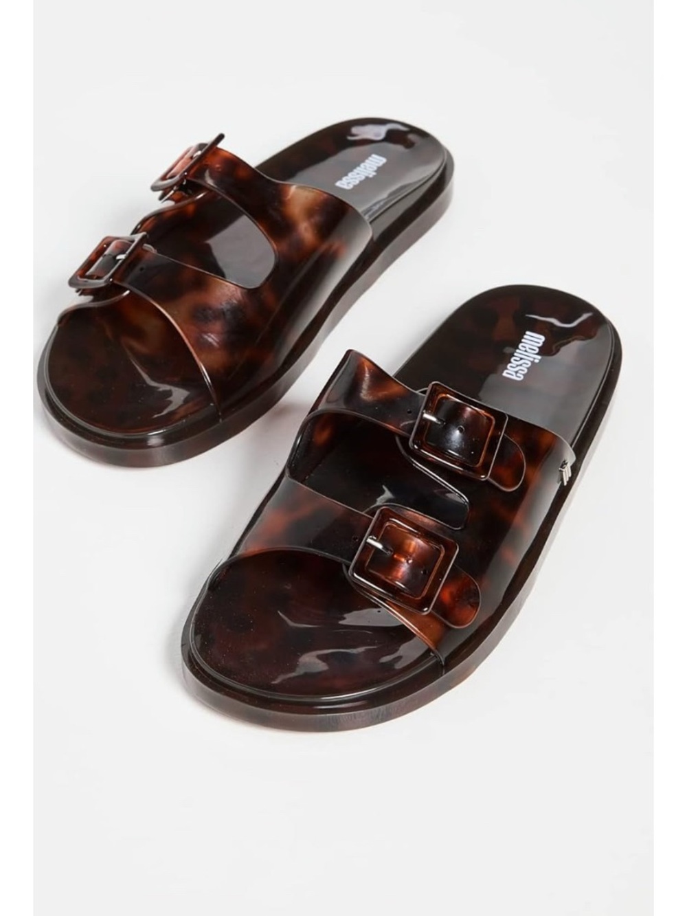 Melissa Wide Buckle Slide in Brown Tortoise